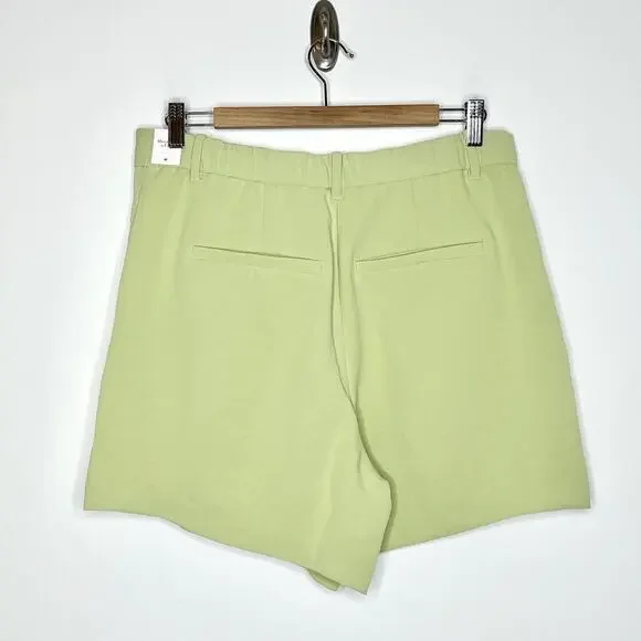 Abercrombie & Fitch Pleated High Rise Shorts Green Womens M Minimalist Preppy - Picture 5 of 6